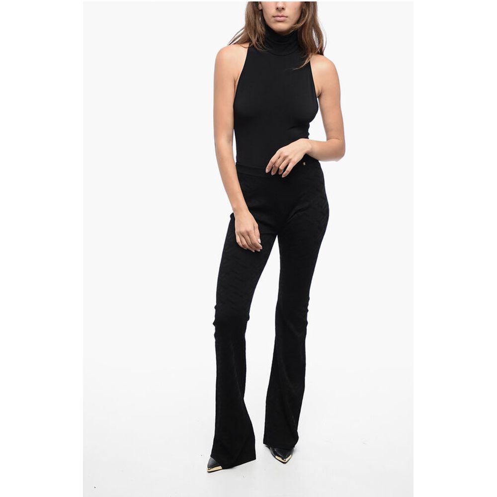 Versace Jacquard Fabric Flared Fit Pants
