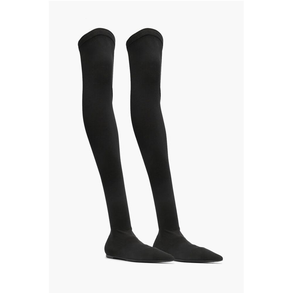 Dolce & Gabbana Pointed Toe Stretch Fabric Over-The-Knee Boots
