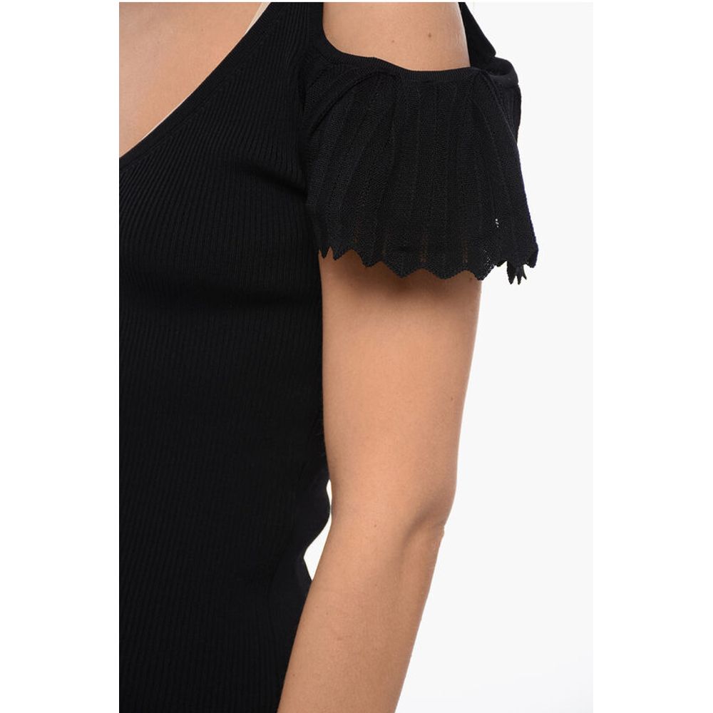 J.W.Anderson Ribbed Cut-Out Top with Ruffled Sleeves