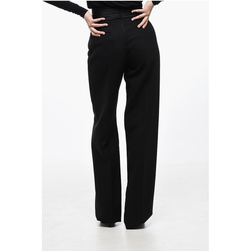 LaQuan Smith Pleated Tailored Pants with Sash-Belt