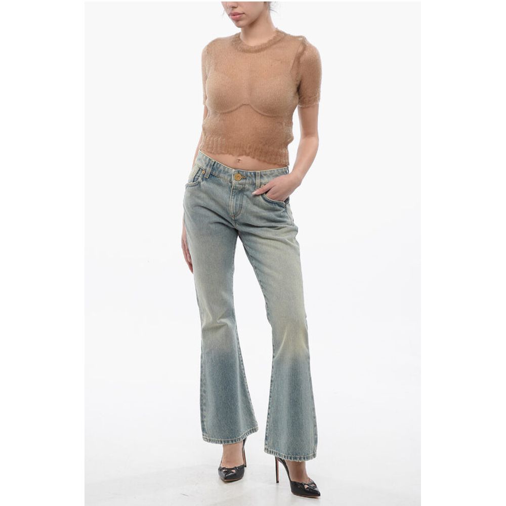 Balmain Vintage Washed Cropped Fit Bootcut Denims