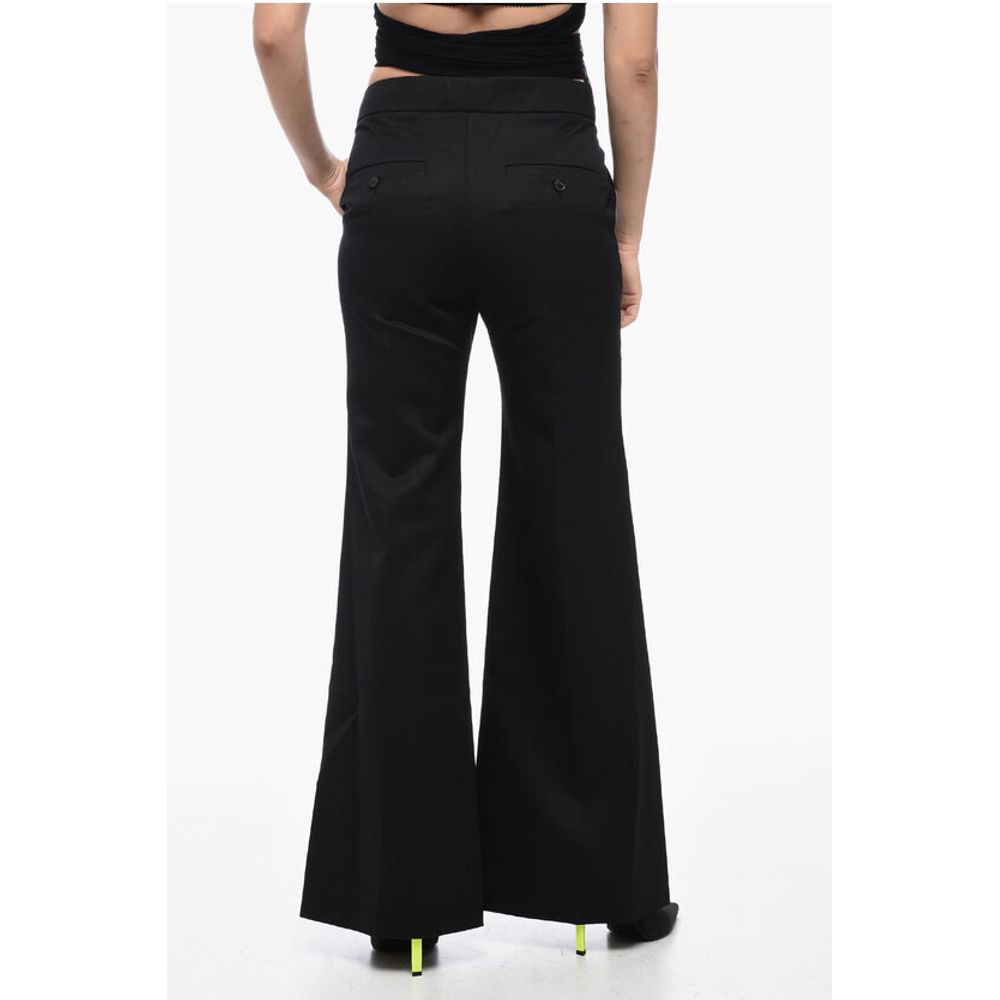 Givenchy Mohair Blend Wide Leg Pants with Concealed Closure