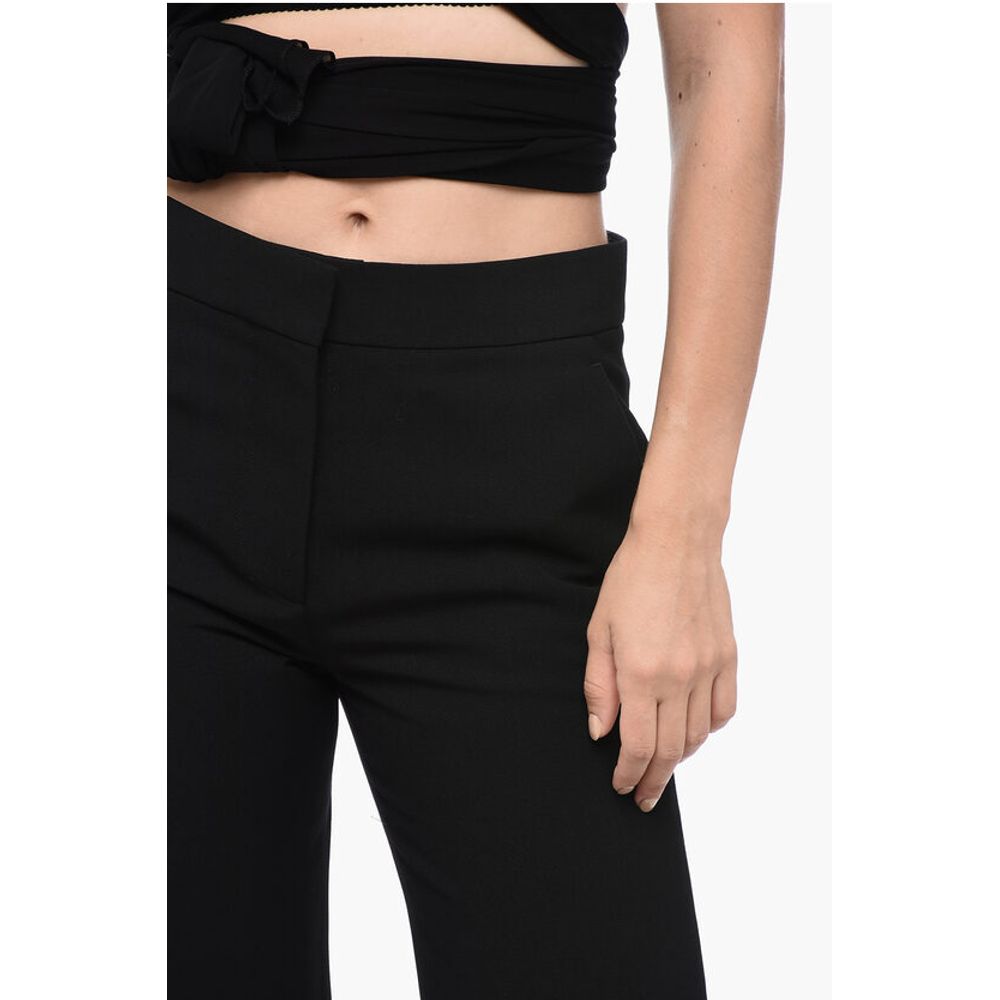 Givenchy Virgin Wool Wide Leg Pants with Concealed Closure