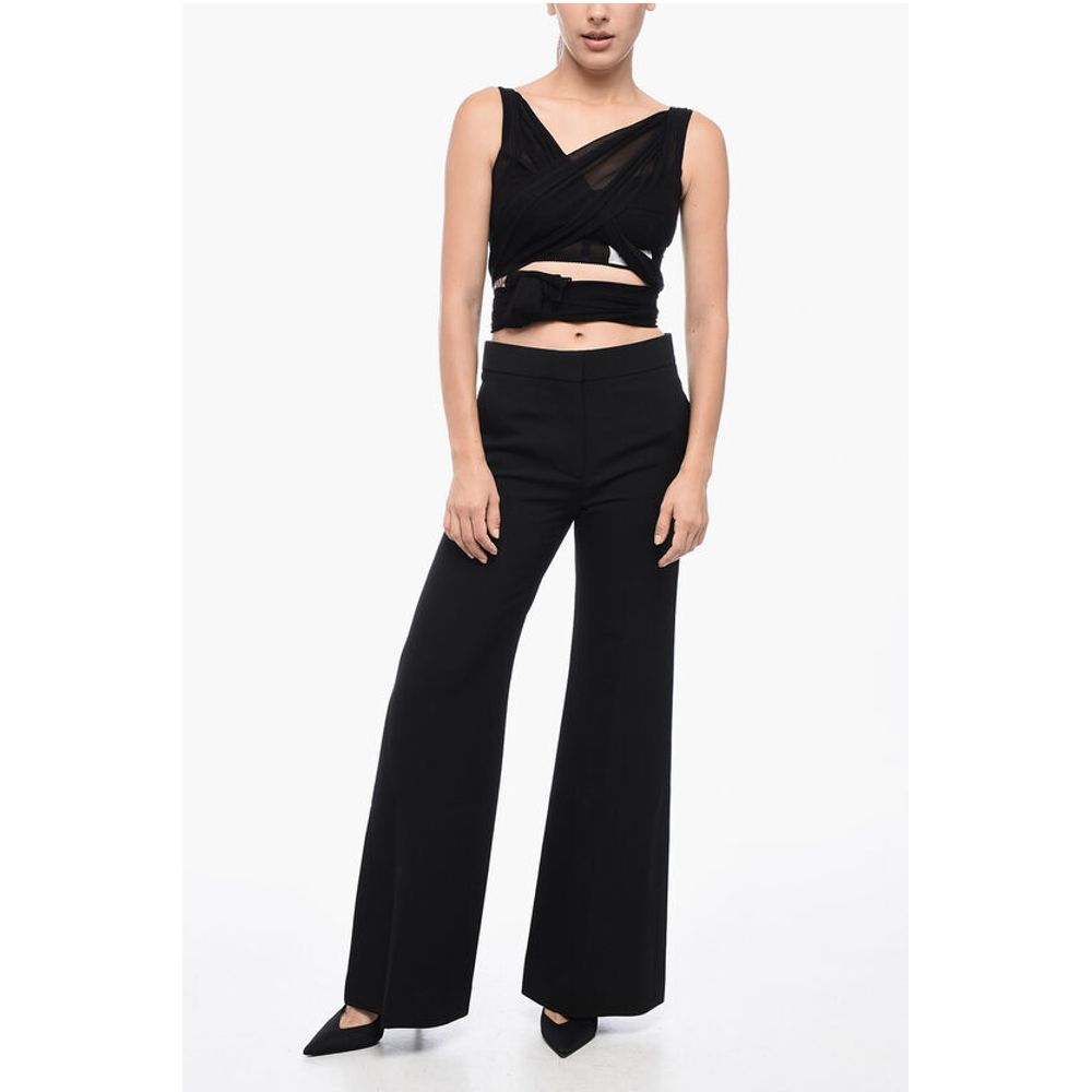 Givenchy Virgin Wool Wide Leg Pants with Concealed Closure
