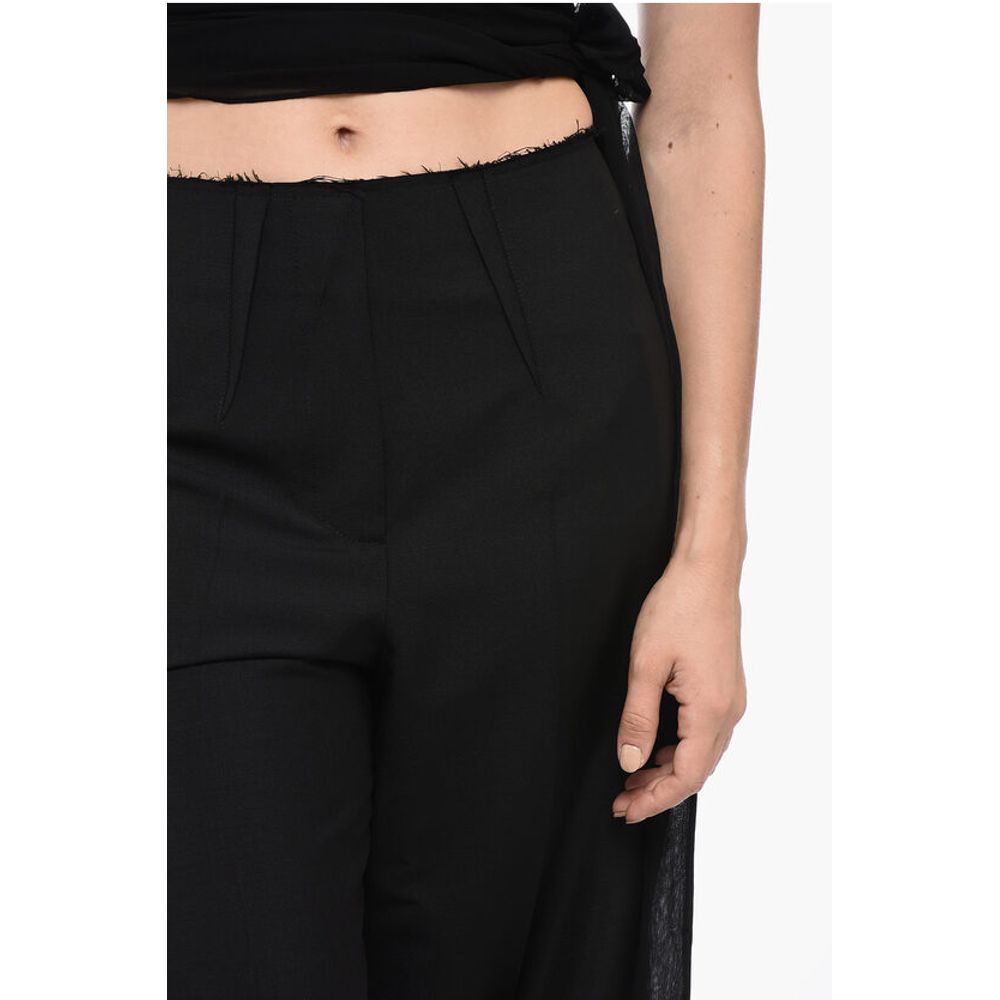 Givenchy Single-pleated Wool Blend Palazzo Pants with Raw-cut Detail