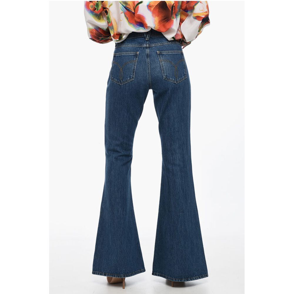 Versace Cotton Bootcut Denims with Logoed Morsets 32cm
