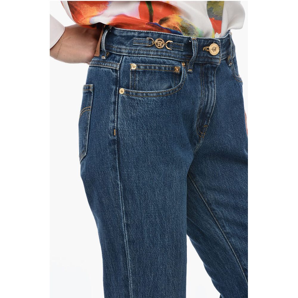 Versace Cotton Bootcut Denims with Logoed Morsets 32cm
