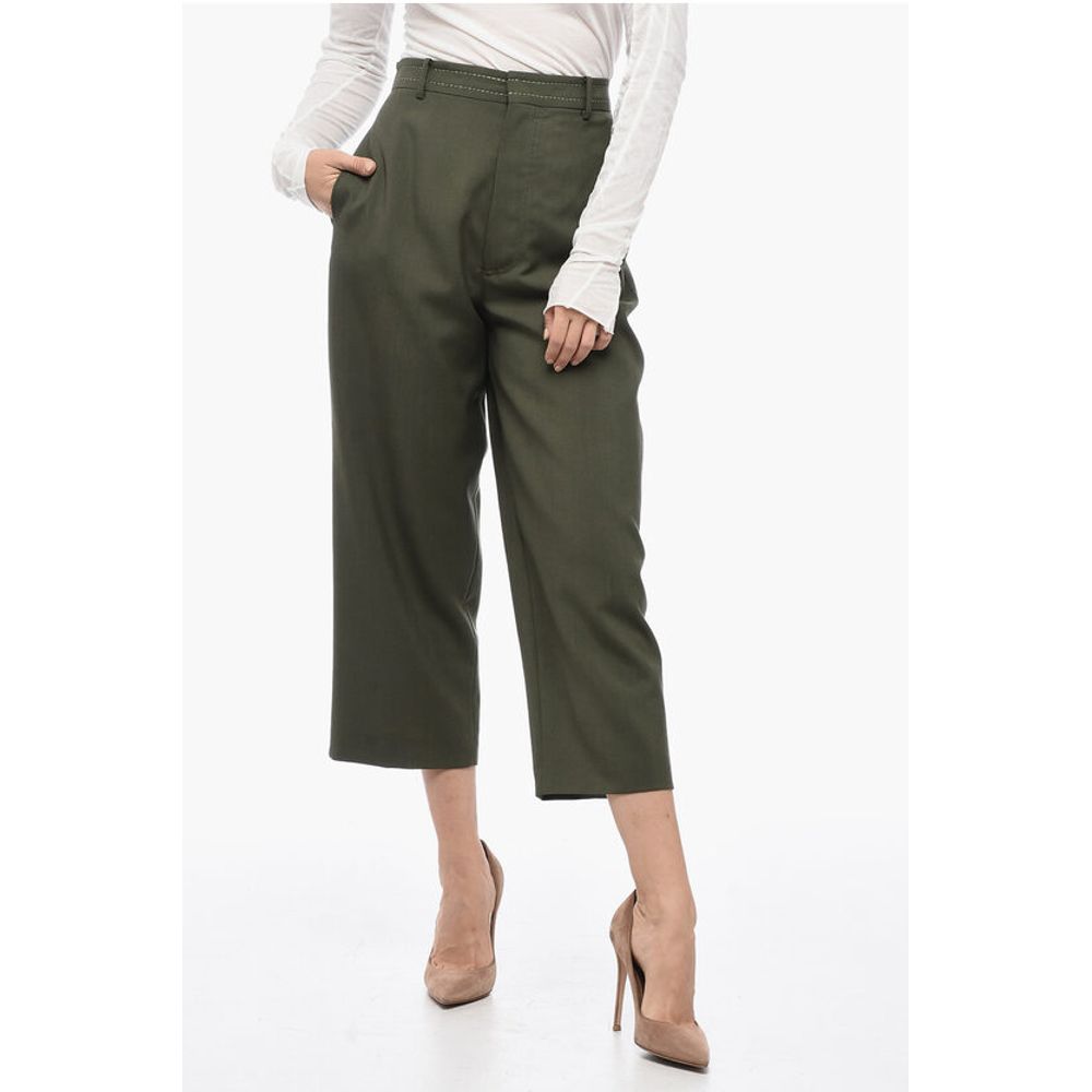 Marni TROPICAL Cropped Pants with Visible Stitching