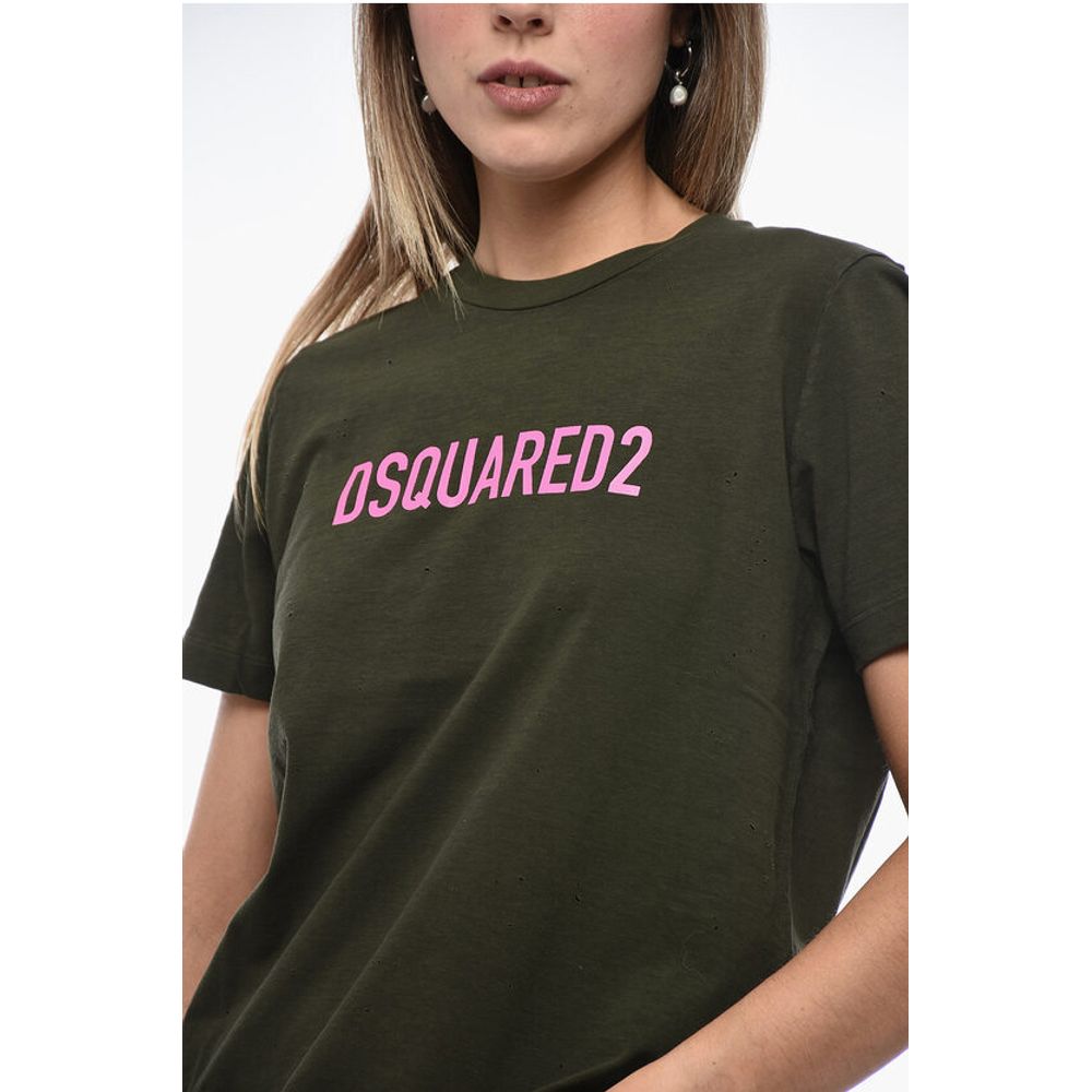 Dsquared² Distressed T-Shirt with Logo Print