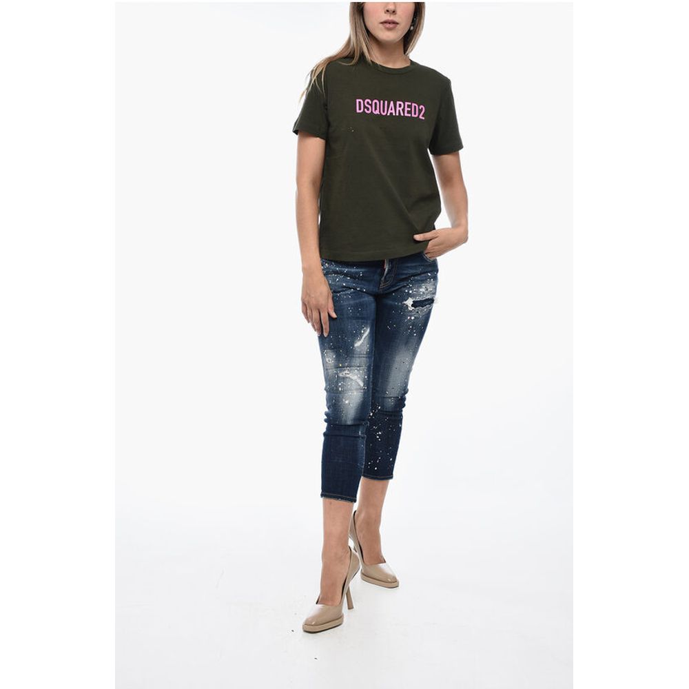 Dsquared² Distressed T-Shirt with Logo Print