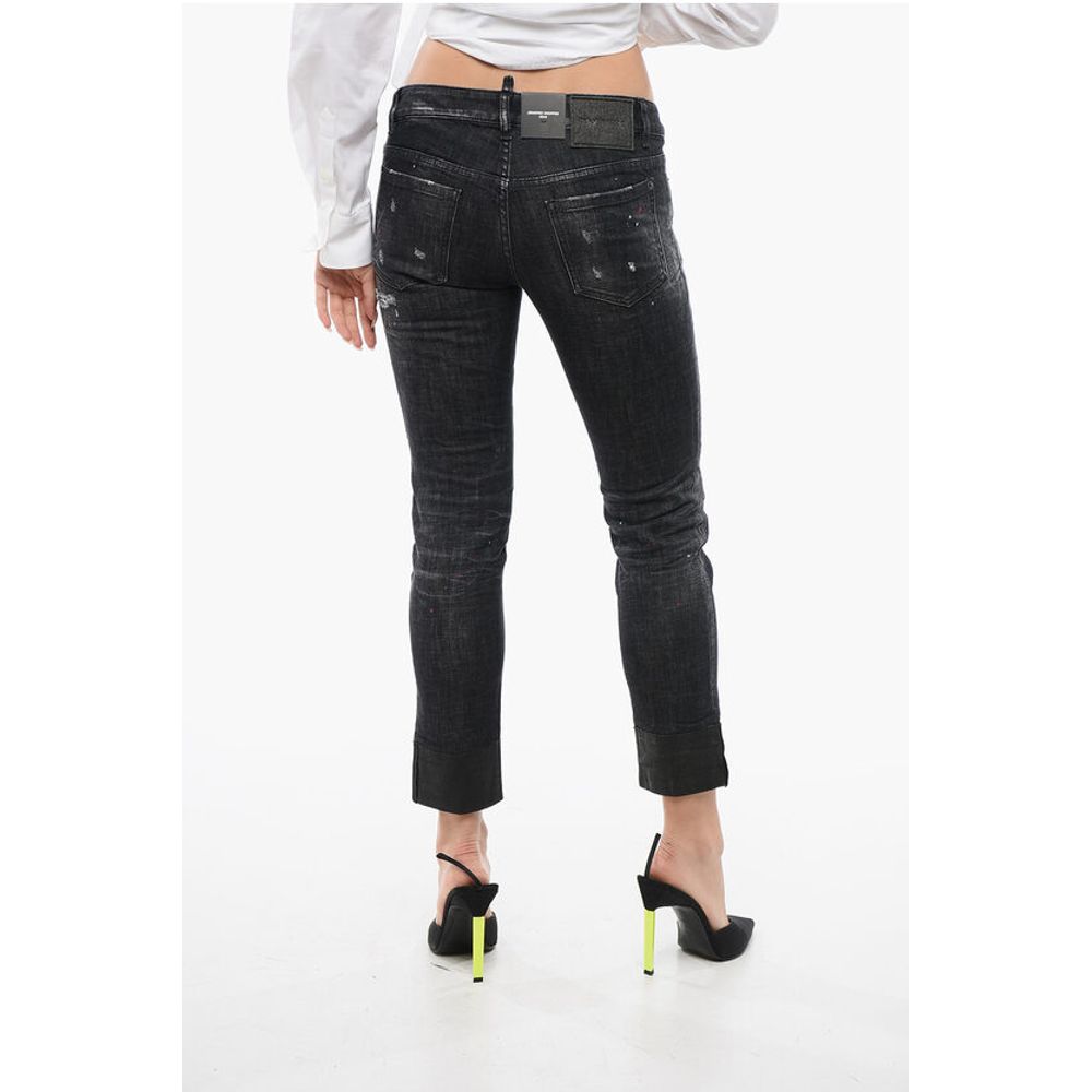 Dsquared² Vintage Effect Stretch Denim JENNIFER CROPPED Jeans 15cm