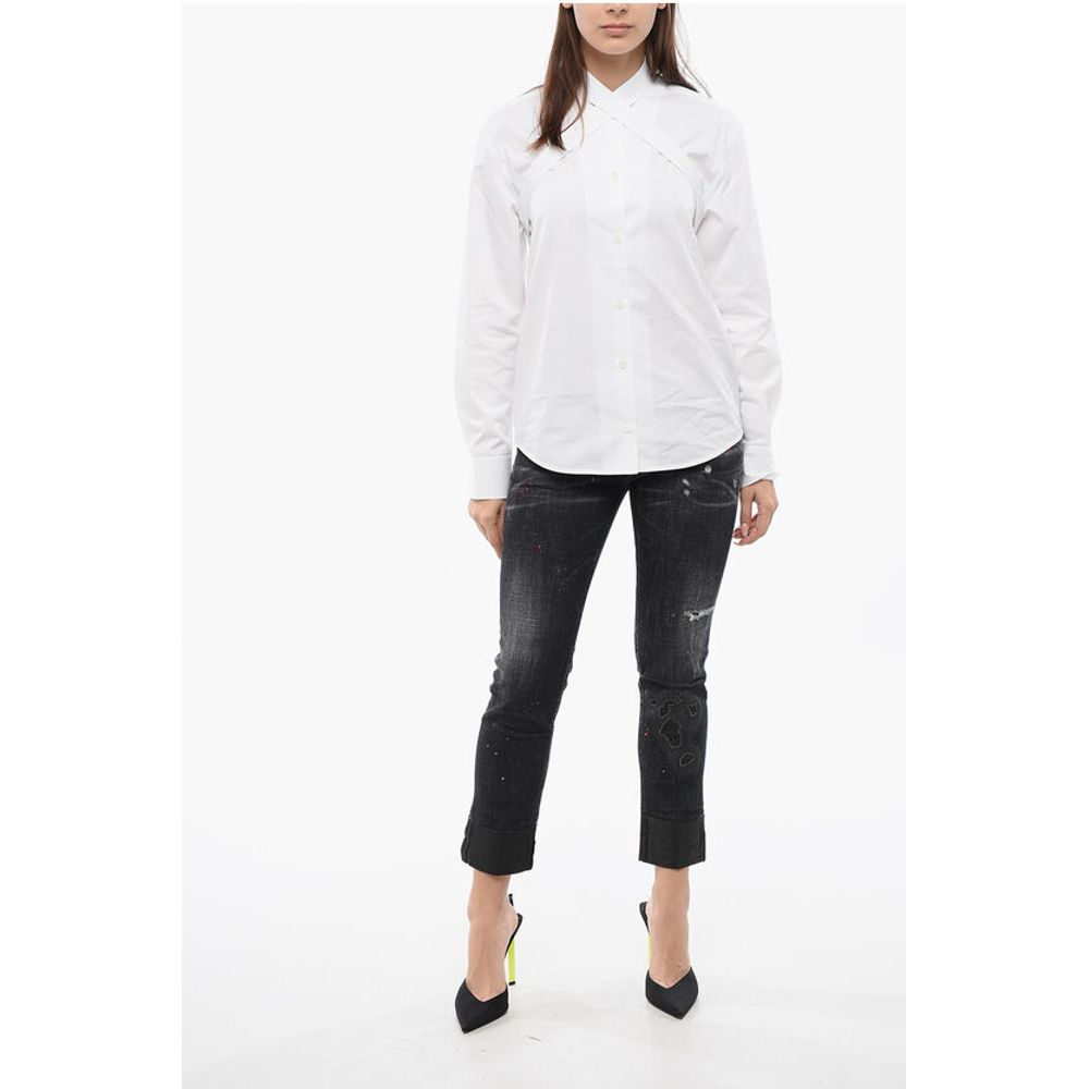 Dsquared² Vintage Effect Stretch Denim JENNIFER CROPPED Jeans 15cm