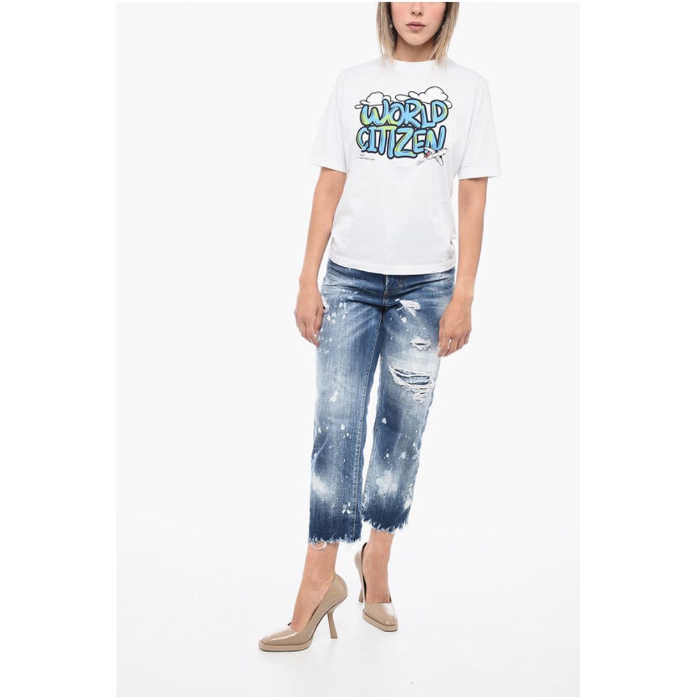 Dsquared² Crew Neck WORLD CITIZEN Cotton T-Shirt