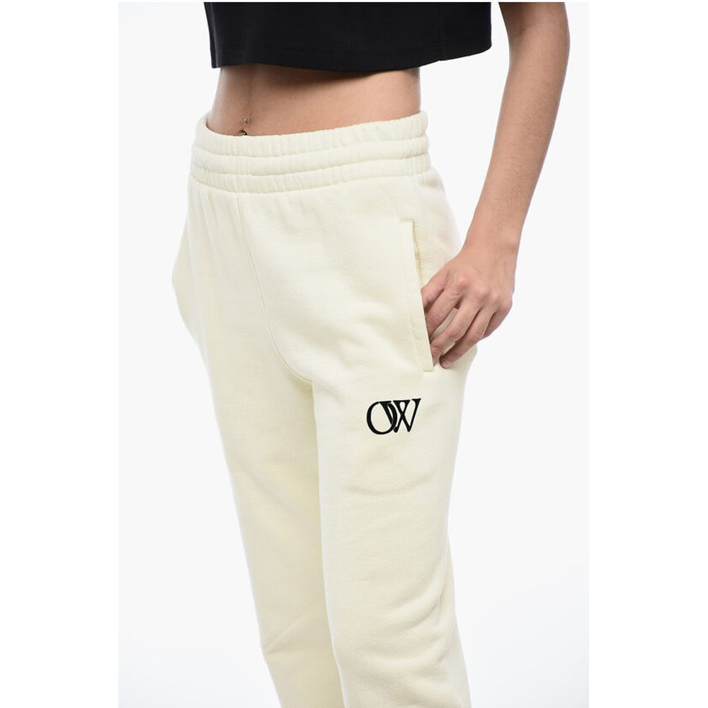 Off-White Embroidered Logo Brushed Cotton Joggers
