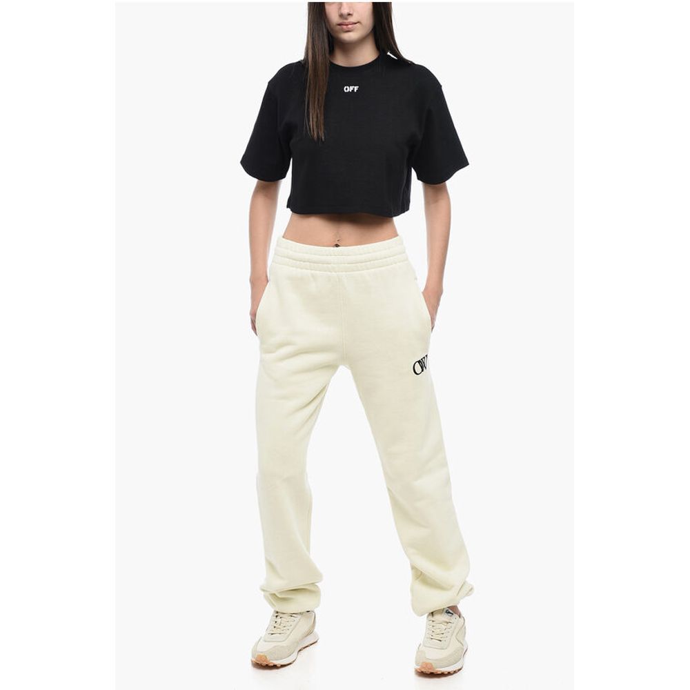 Off-White Embroidered Logo Brushed Cotton Joggers