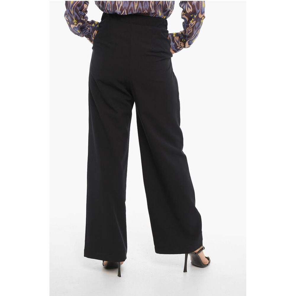 Wide Leg Stretch Fabric Single-Pleat Pants
