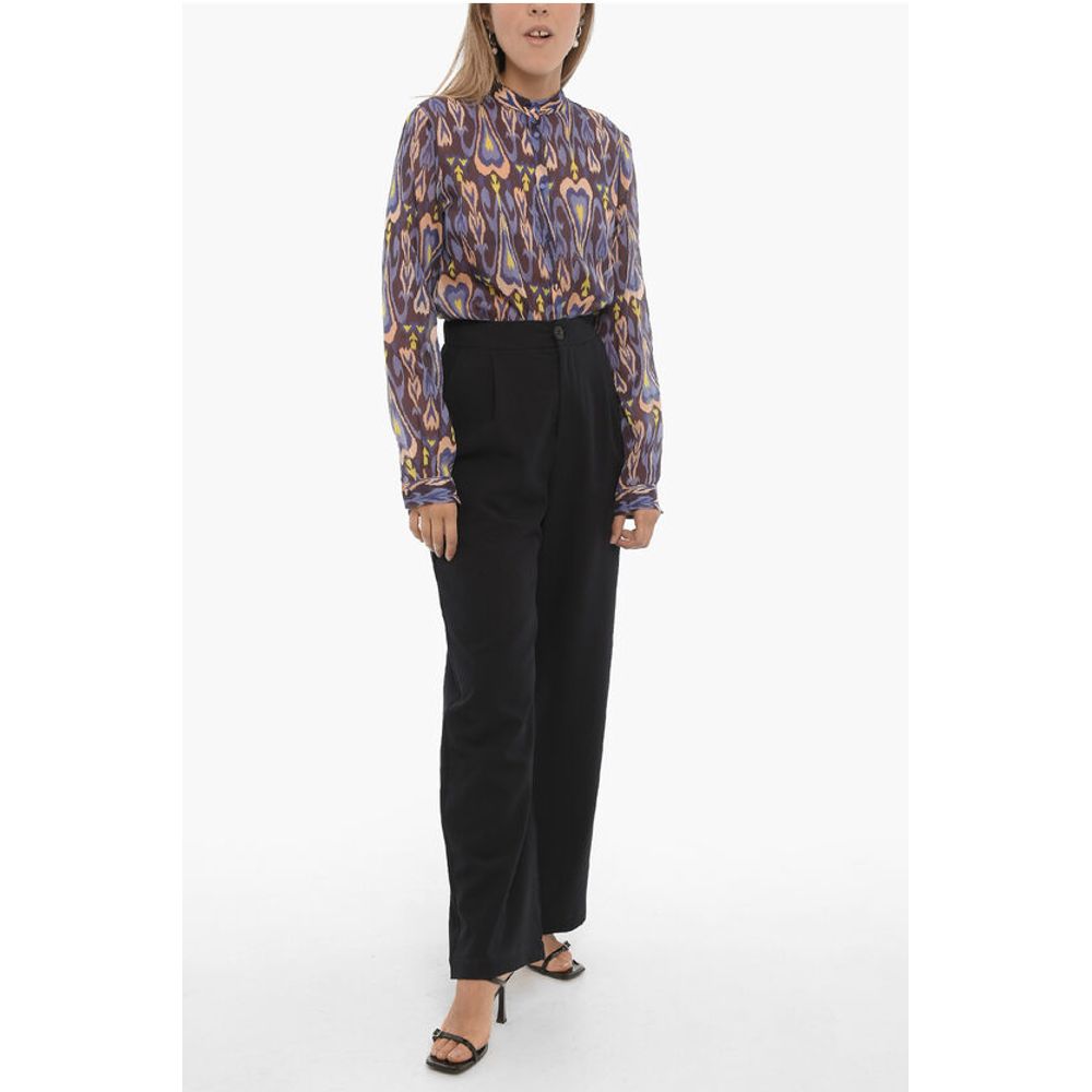 Wide Leg Stretch Fabric Single-Pleat Pants