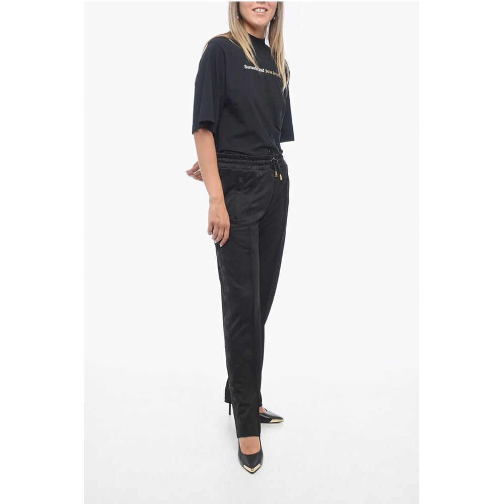 Palm Angels Cotton Track Pants with Lurex Embroideries