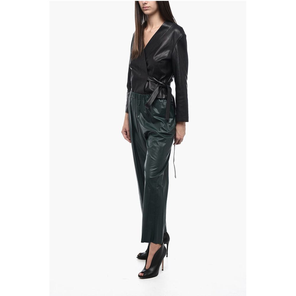 Maison Margiela MM6 Eco-leather Pants with Elastic Waistband