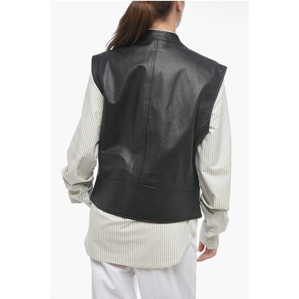 Maison Margiela MM6 Quilted Leather Biker Waistcoat