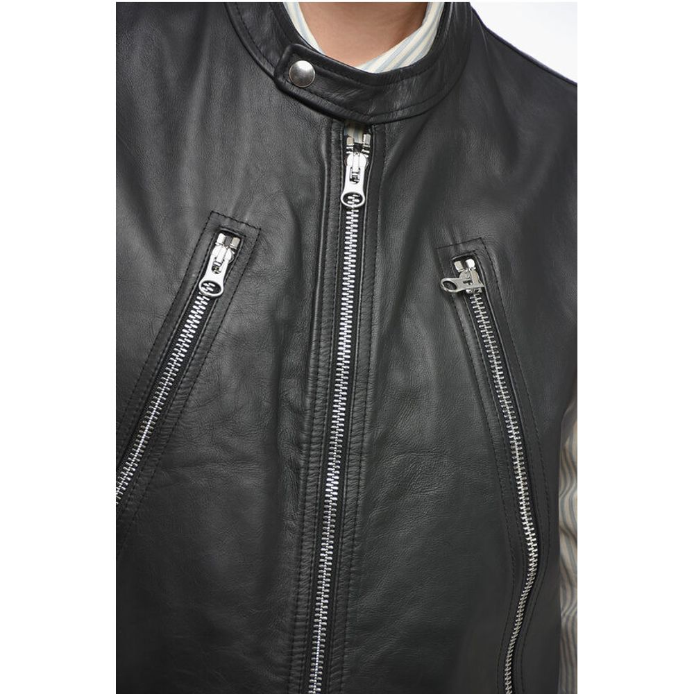 Maison Margiela MM6 Quilted Leather Biker Waistcoat