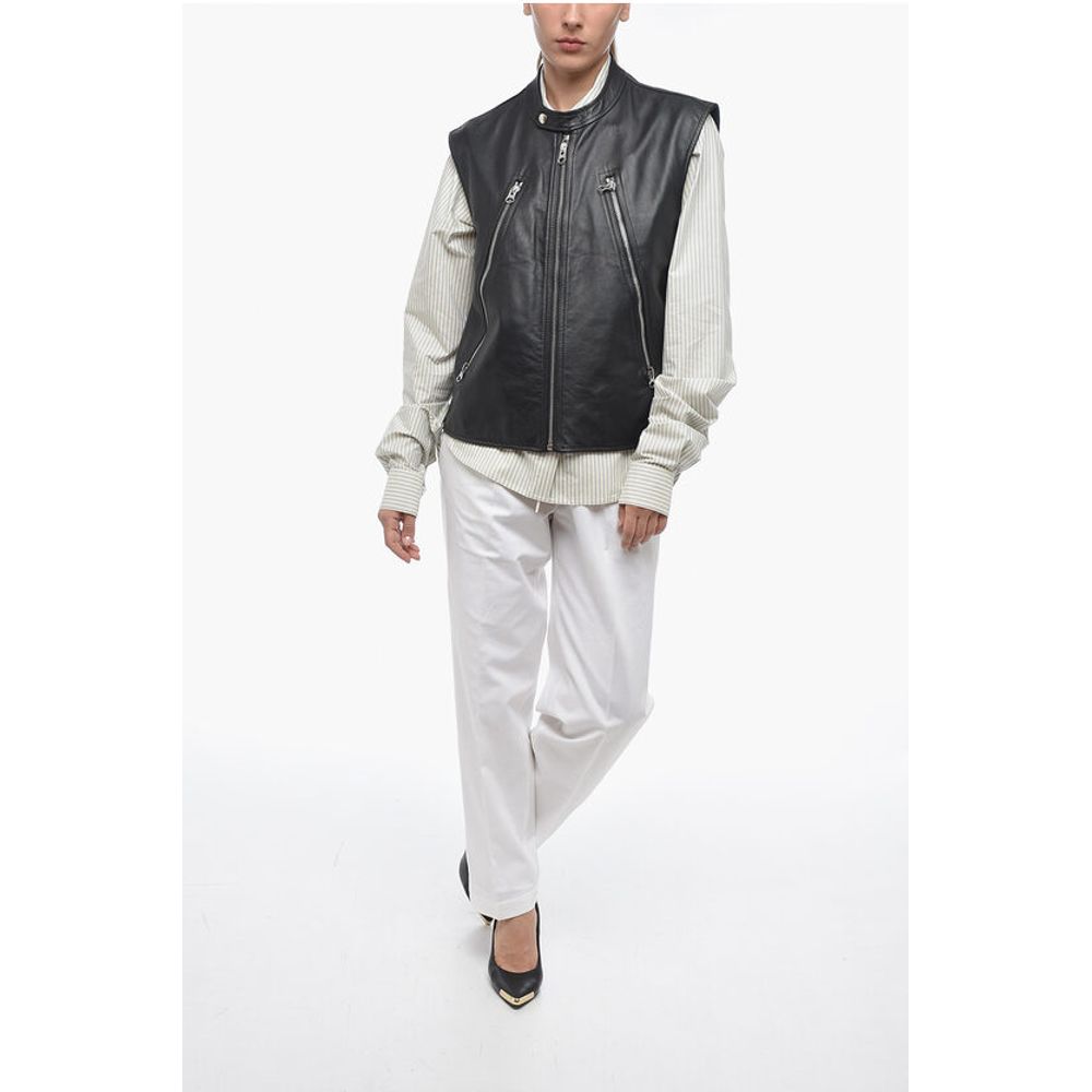 Maison Margiela MM6 Quilted Leather Biker Waistcoat