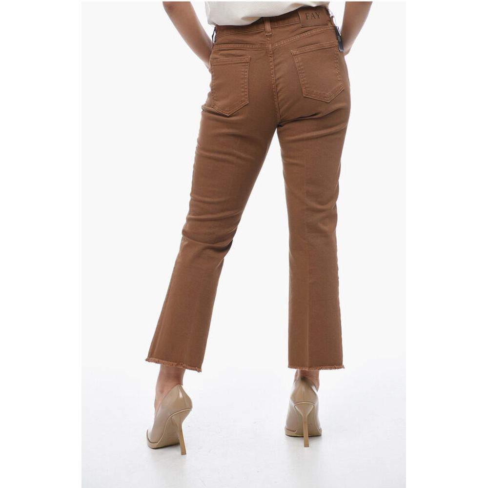 Fay Fringed Cropped Denims with Back Logo