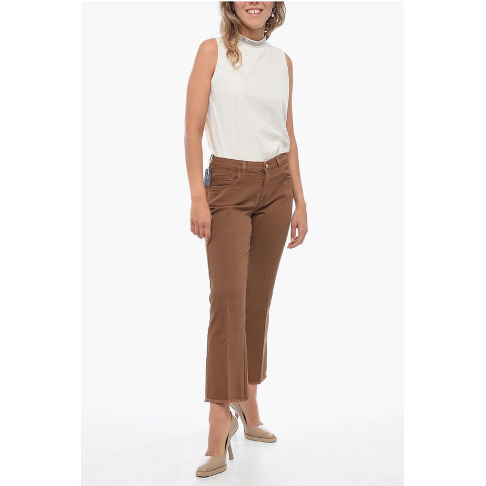 Fay Fringed Cropped Denims with Back Logo