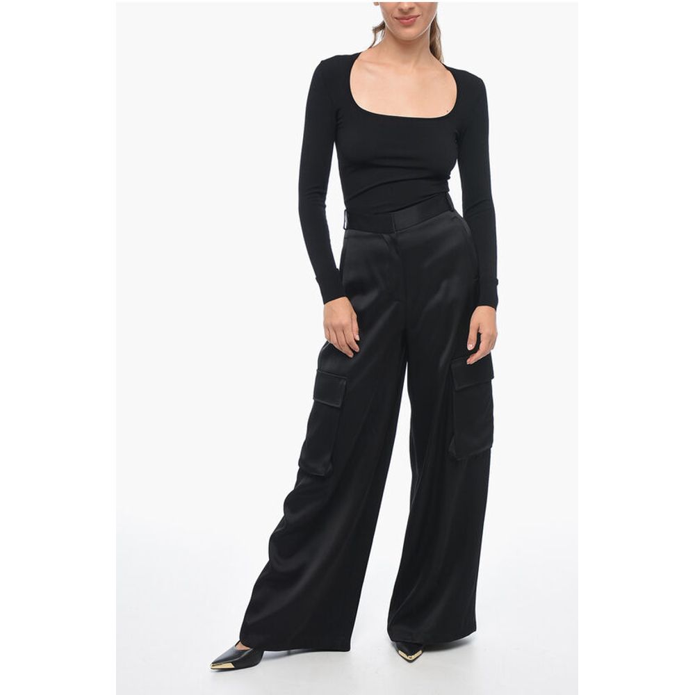 Versace Viscose Palazzo Fit Cargo Pants