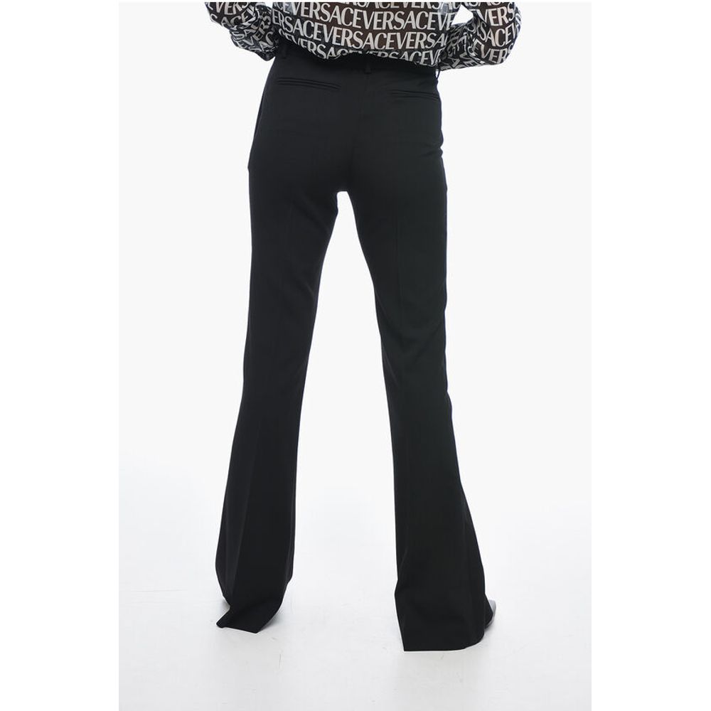 Versace Wool Blend Bootcut Pants with Jeweled Detail