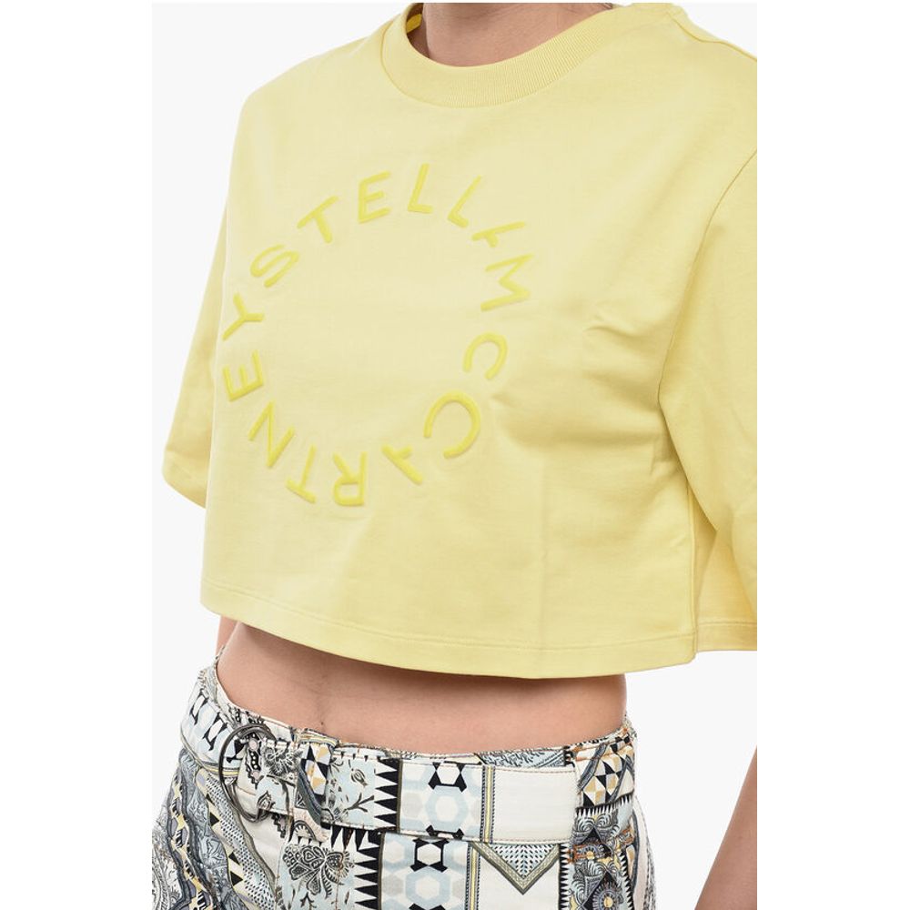Stella McCartney Organic Cotton Crop T-Shirt with Flocked Logo
