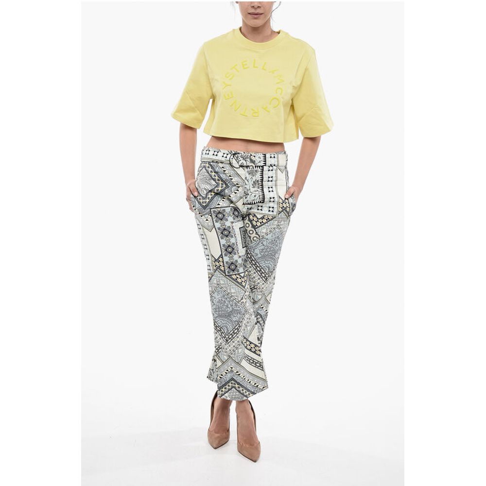 Stella McCartney Organic Cotton Crop T-Shirt with Flocked Logo