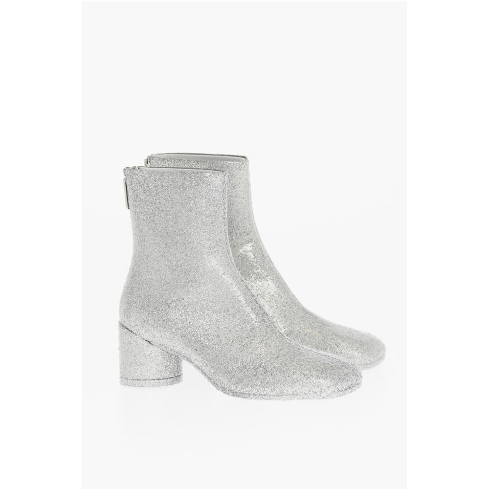 Maison Margiela MM6 Square-Toe Glitter Booties 6cm