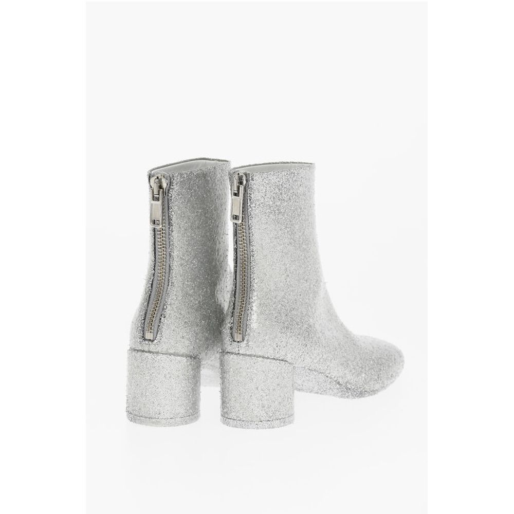 Maison Margiela MM6 Square-Toe Glitter Booties 6cm