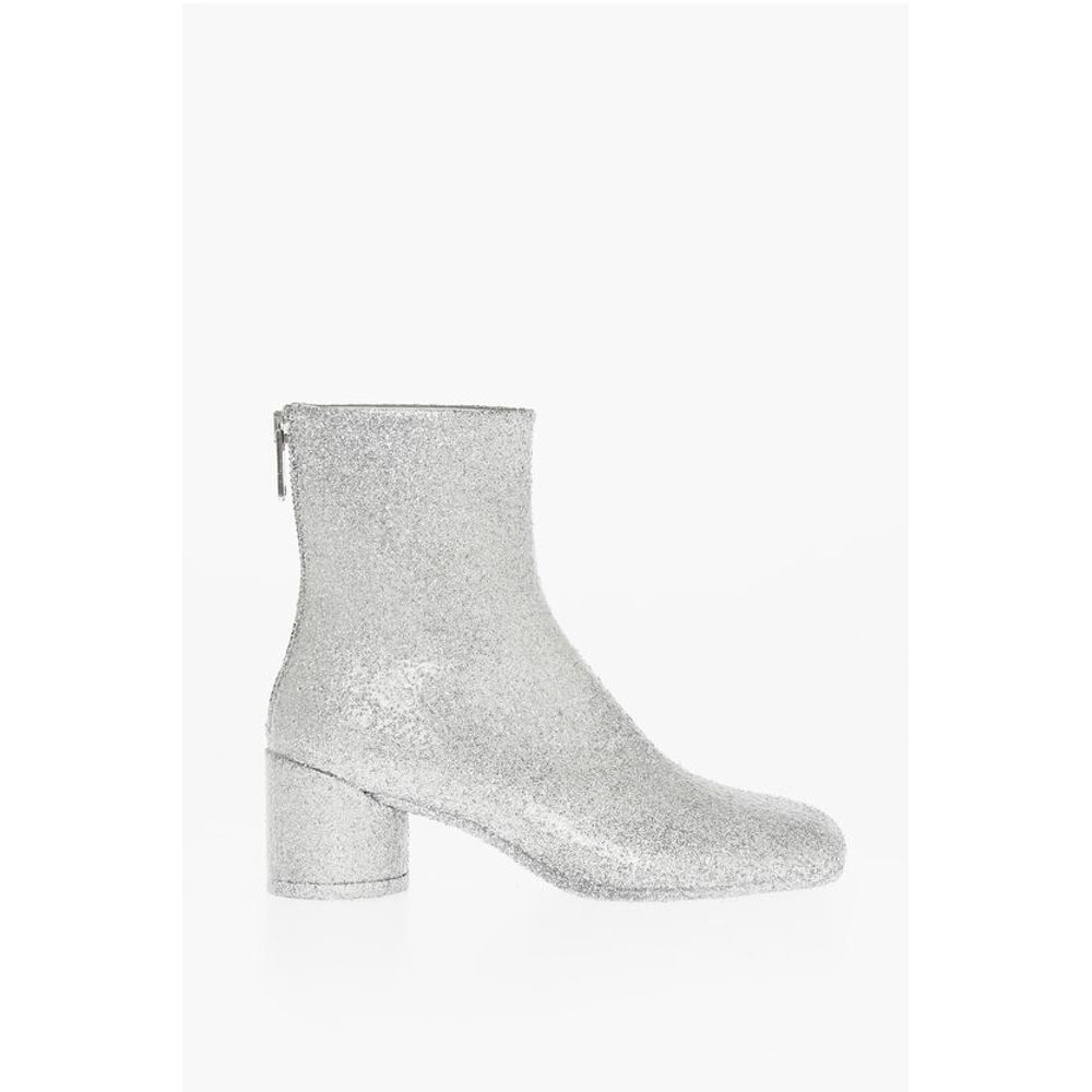 Maison Margiela MM6 Square-Toe Glitter Booties 6cm