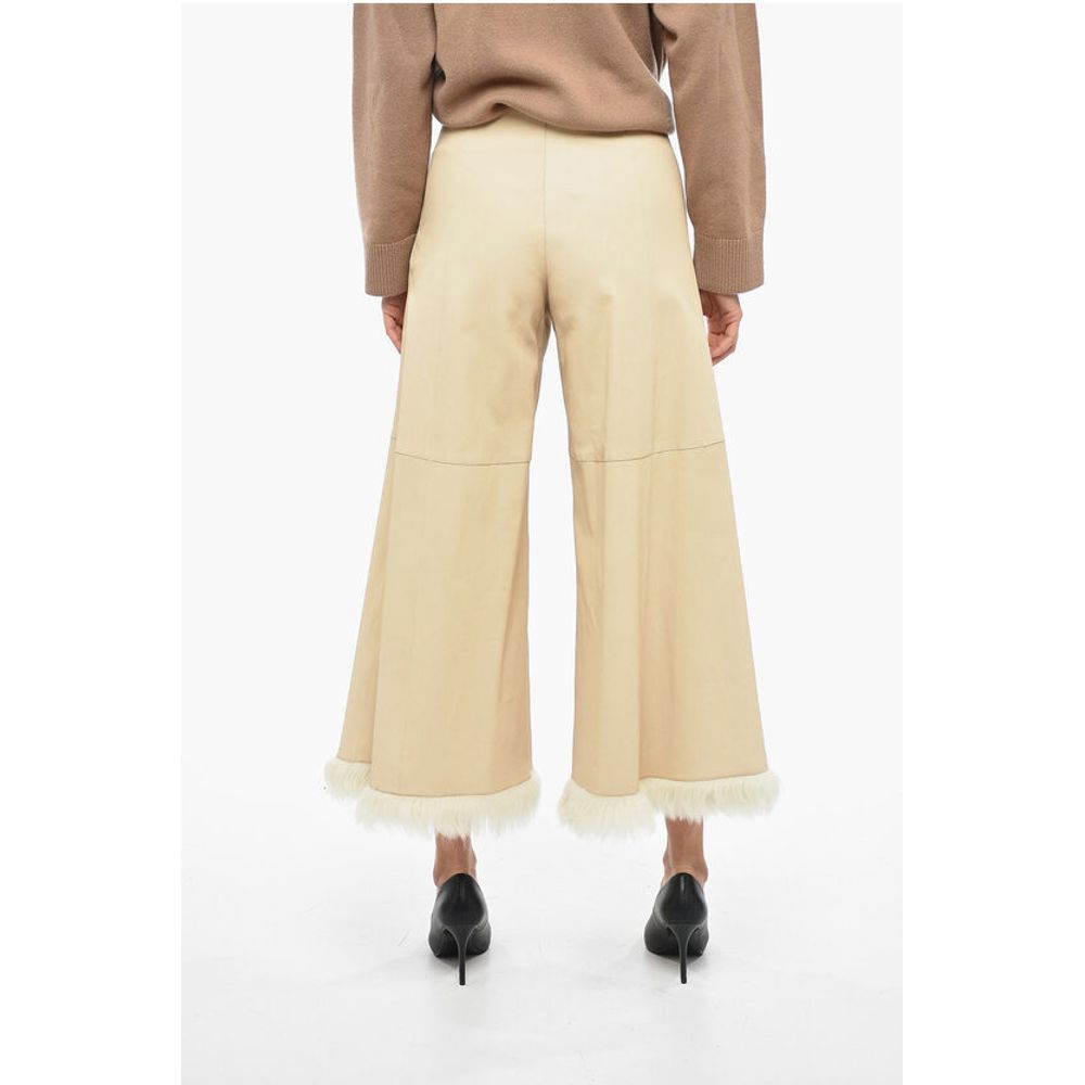 By Malene Birger Leather MURIELL Cut-Out Pants with Fur on the Hem