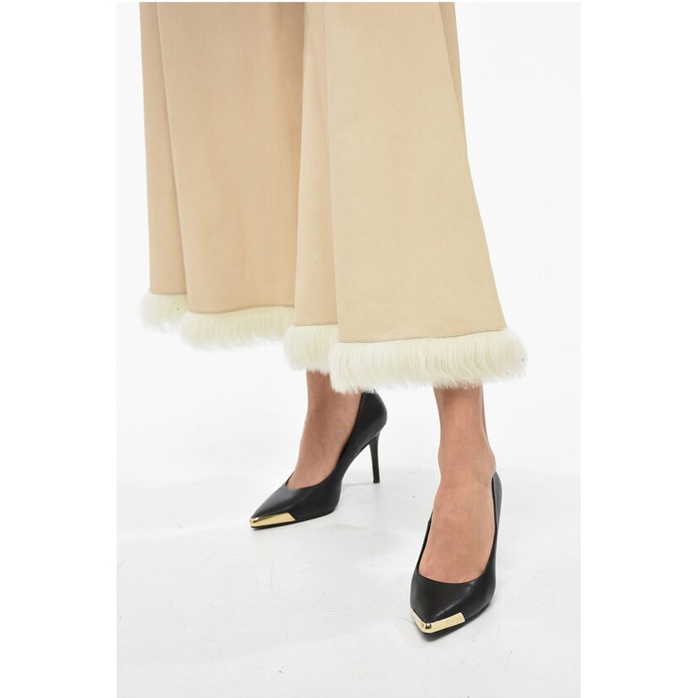 By Malene Birger Leather MURIELL Cut-Out Pants with Fur on the Hem