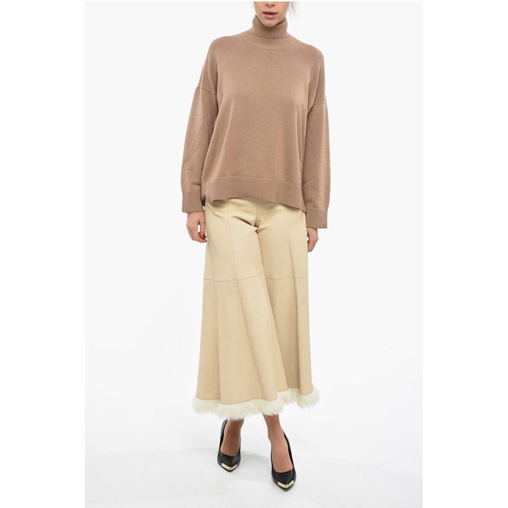 By Malene Birger Leather MURIELL Cut-Out Pants with Fur on the Hem
