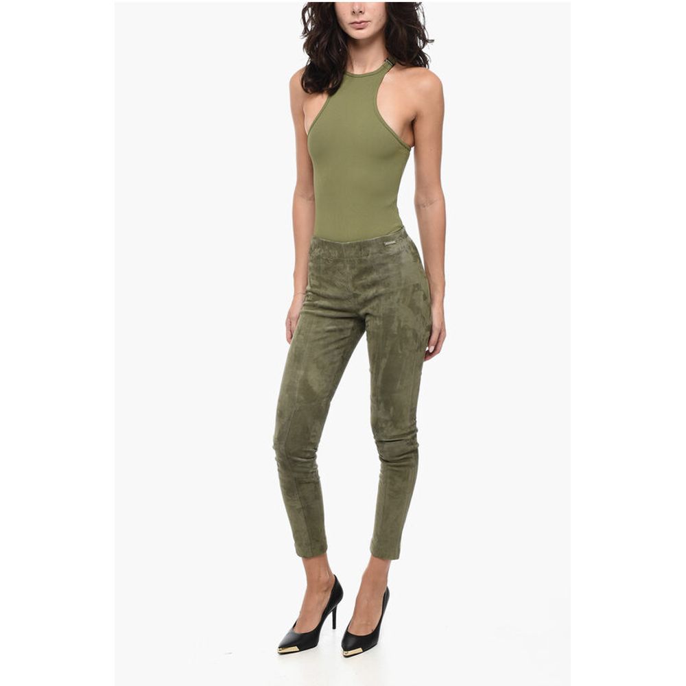 Woolrich Elastic Waistband Suede Leggings