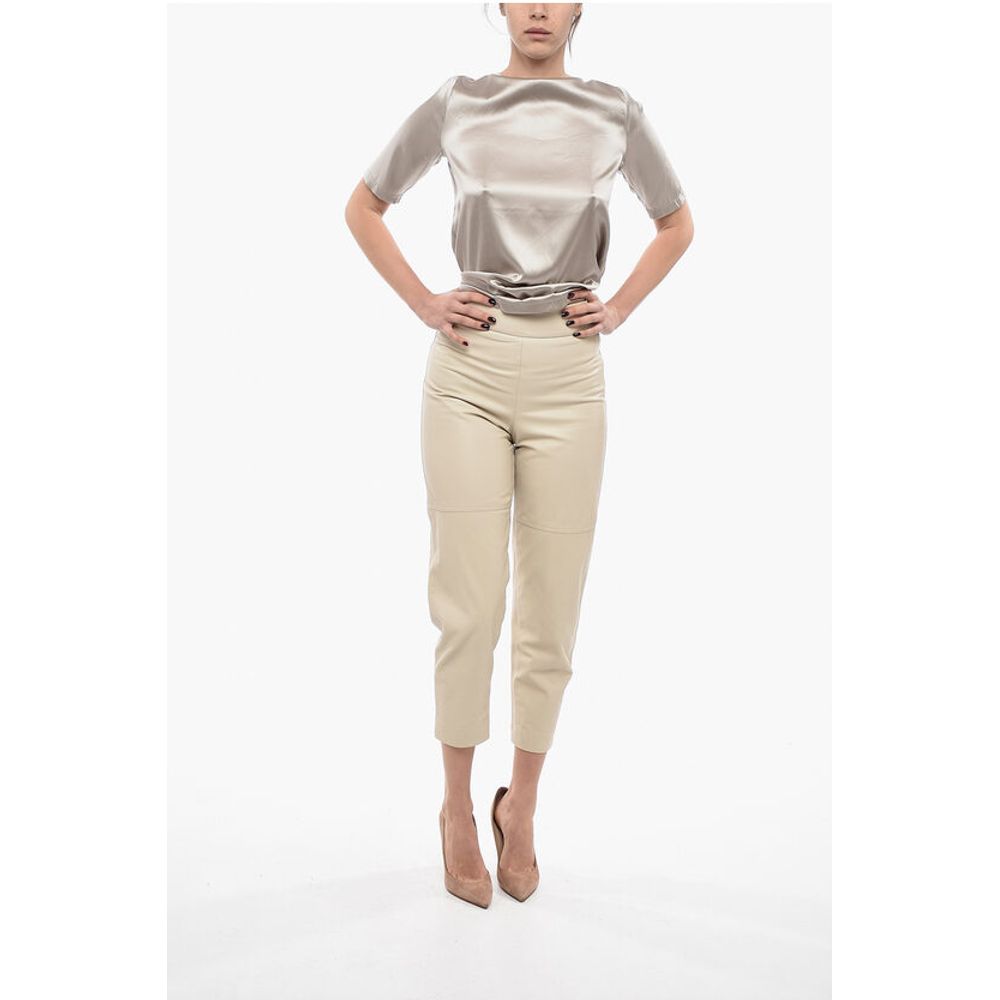 Brunello Cucinelli High-waisted Leather Pants with Side Zip