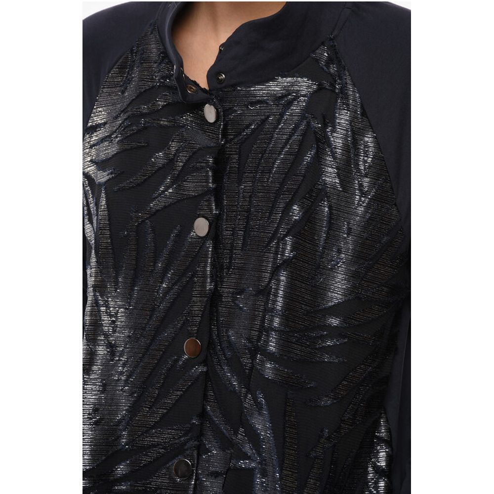 Stretch Cotton Lightweight Jacket with Lurex Details and Sna