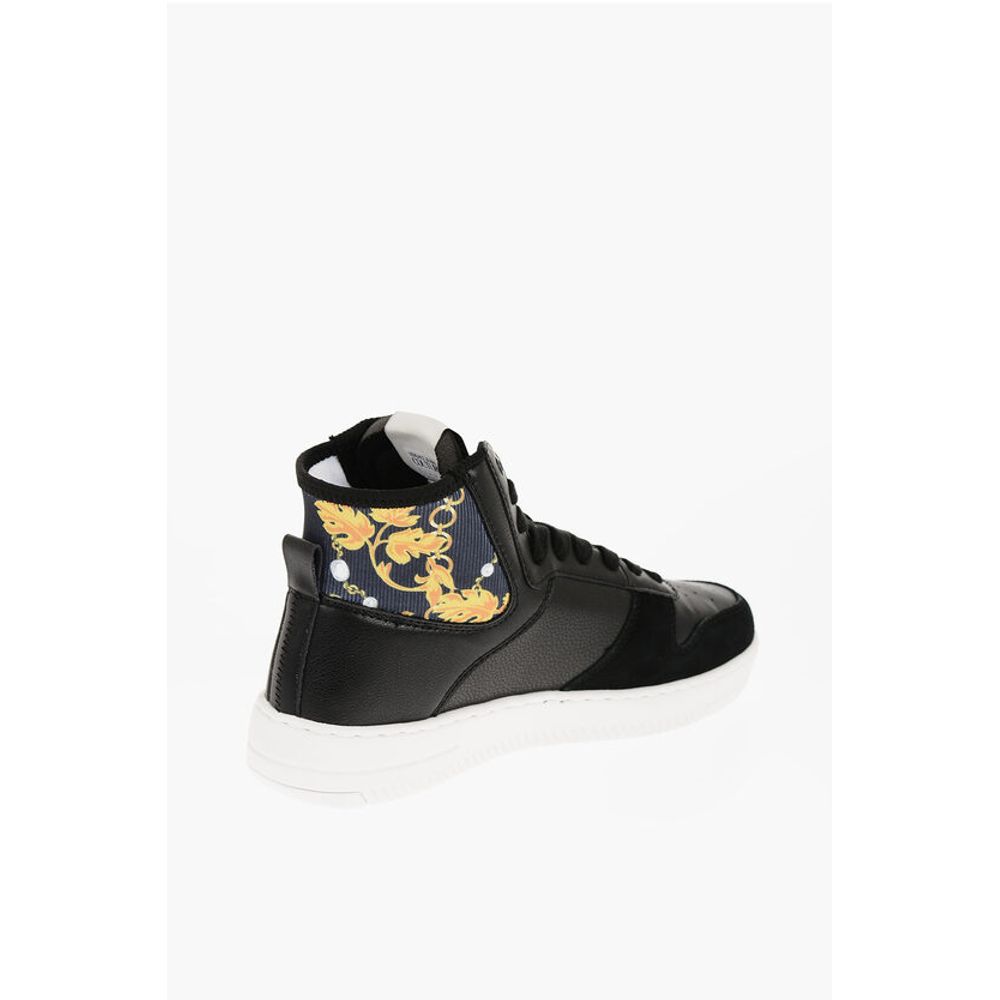 Versace JEANS COUTURE Leather and Fabric MEYSSA High-Top Sneakers wi