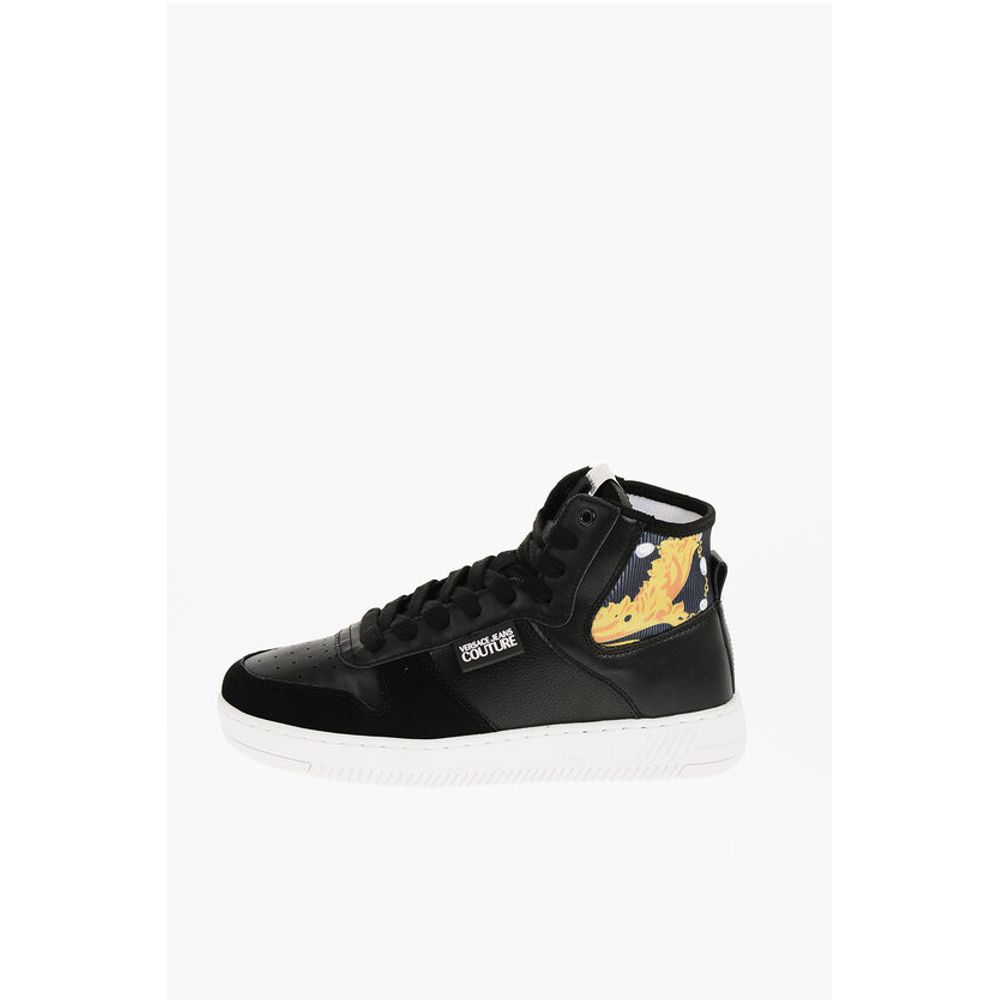 Versace JEANS COUTURE Leather and Fabric MEYSSA High-Top Sneakers wi