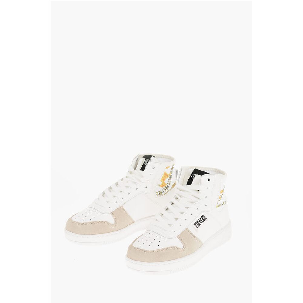 Versace JEANS COUTURE Leather and Fabric MEYSSA High-Top Sneakers wi