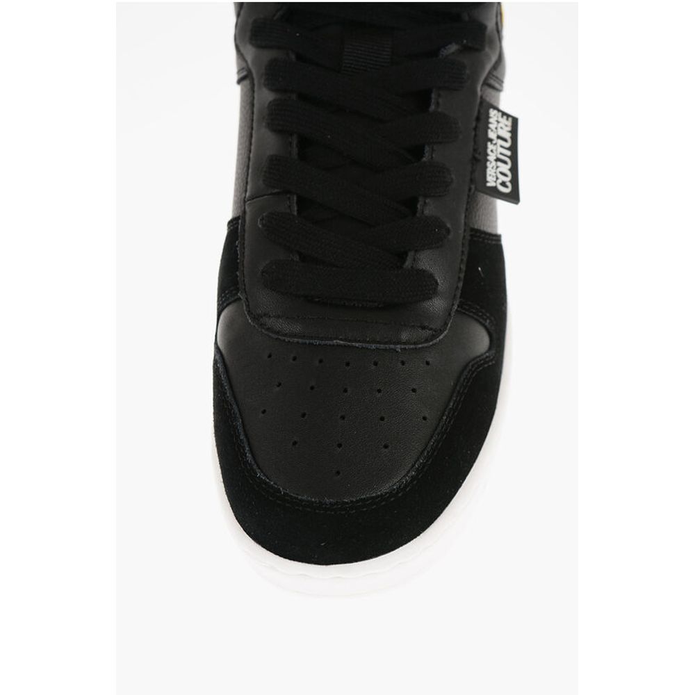 Versace JEANS COUTURE Leather and Fabric MEYSSA High-Top Sneakers wi