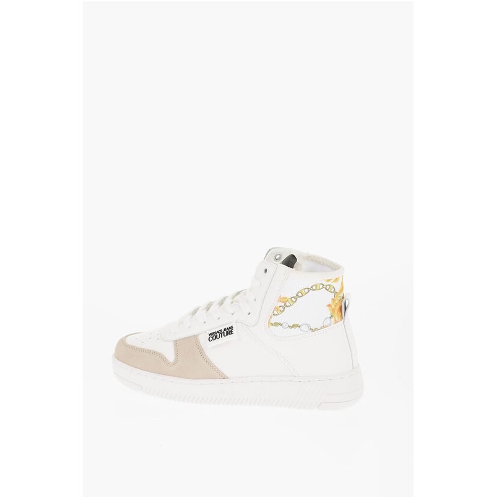 Versace JEANS COUTURE Leather and Fabric MEYSSA High-Top Sneakers wi