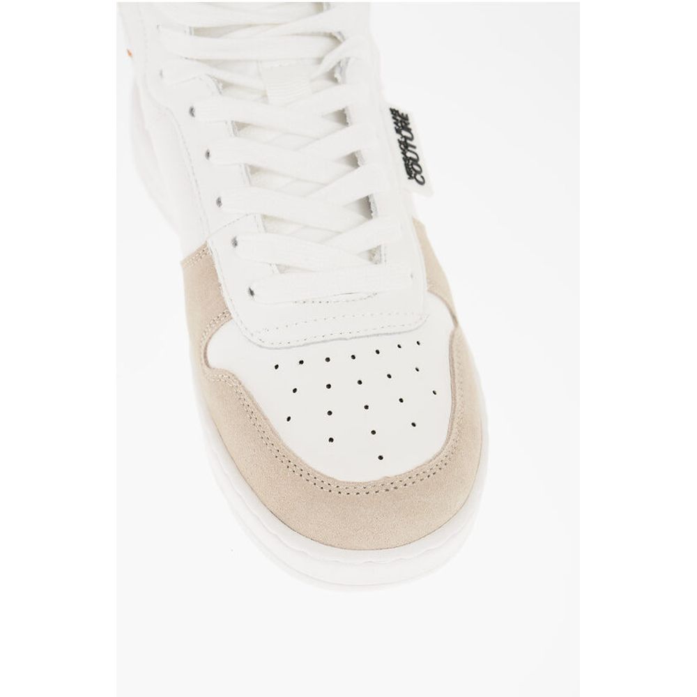 Versace JEANS COUTURE Leather and Fabric MEYSSA High-Top Sneakers wi