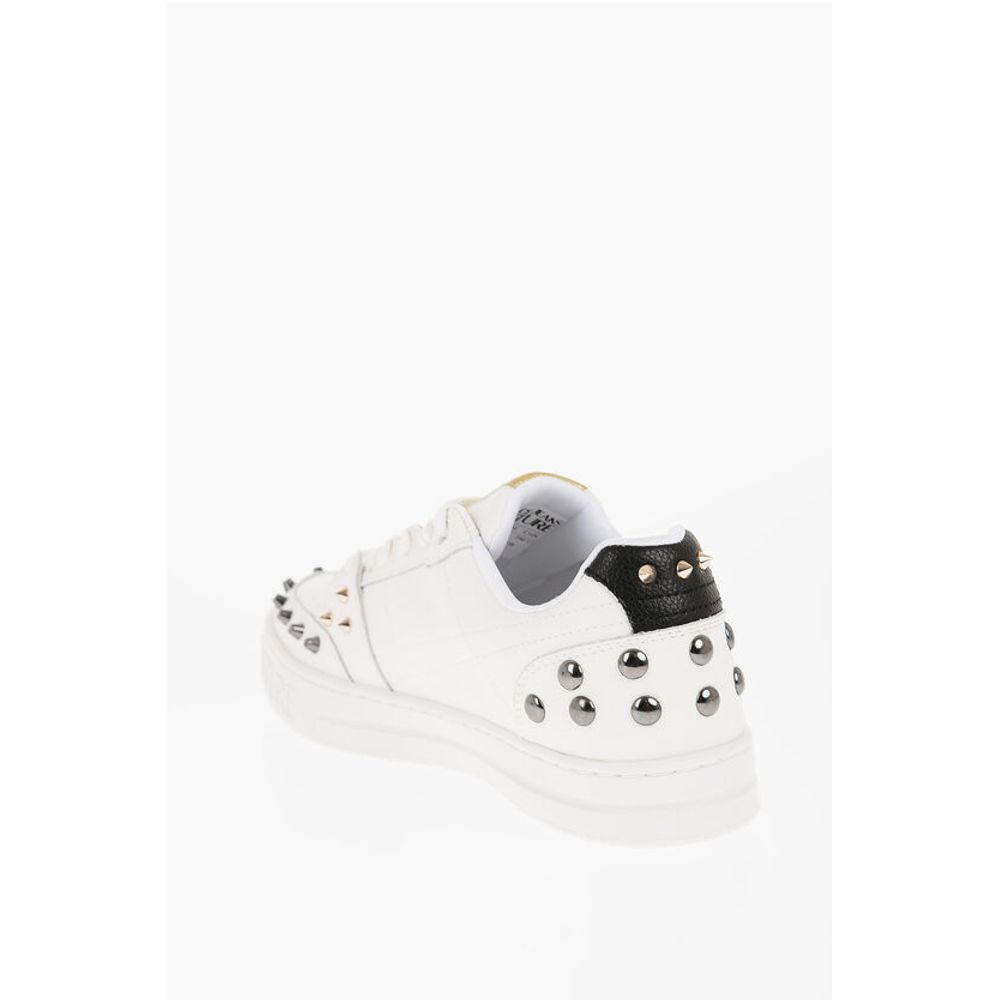 Versace JEANS COUTURE Textured Leather COURT 88 Low Top Sneakers wit