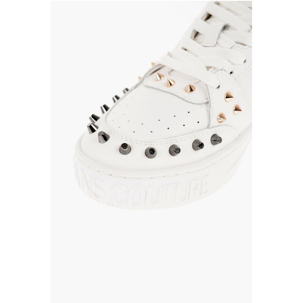 Versace JEANS COUTURE Textured Leather COURT 88 Low Top Sneakers wit