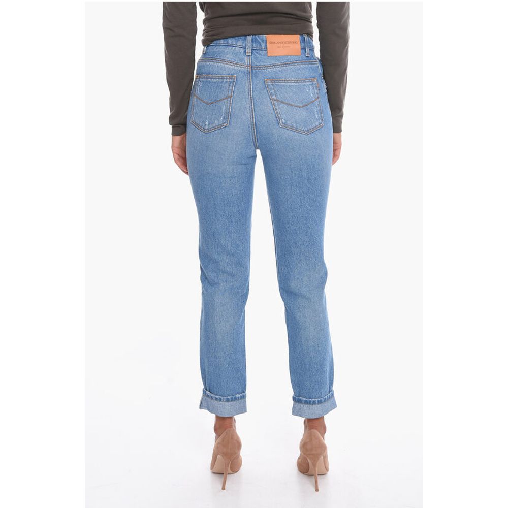 Ermanno Scervino Cotton Mom Fit Cuffed Denims 16cm